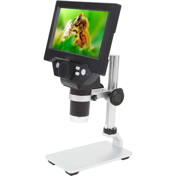 Microscope Numérique 1000x Écran LCD 5,5 pouces Microscope à Pièces avec 8 Lumières LED Réglables Vue PC