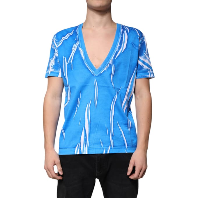 Abstracte Print V-hals T-shirt