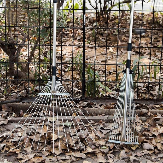 Compacte telescopische tuin hark voor gazononderhoud