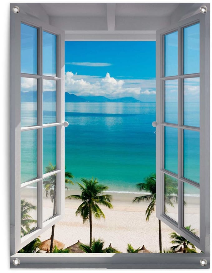 Tuinposter Uitzicht over zee - 80 x 60 - Canvas - REINDERS