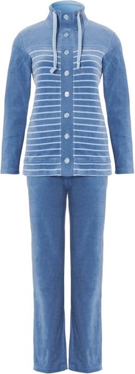 Huispak Pastunette - Cozy Stripes - Velour - Blauw - Maat 50