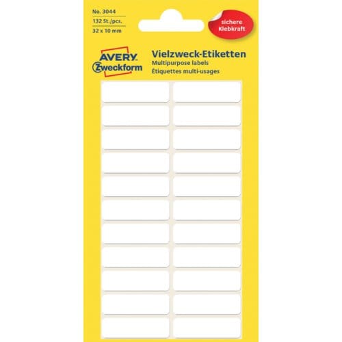 Etiket avery zweckform 3044 32x10mm wit 132 Etiketten