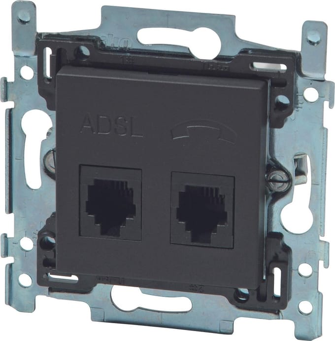 NIKO Intense Antracite inbouw telefoon RJ11 en ADSL stopcontact