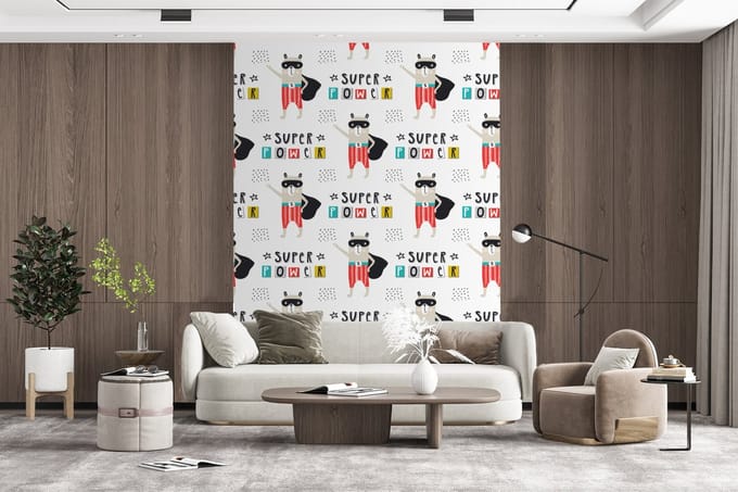 Behang - Fotobehang Jongens - Patroon - Superheld - Breedte 190 cm x hoogte 260 cm