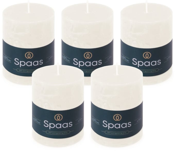 Spaas Rustieke Stompkaarsen - Wit - 70/95mm - circa 35 uur - 5 kaarsen