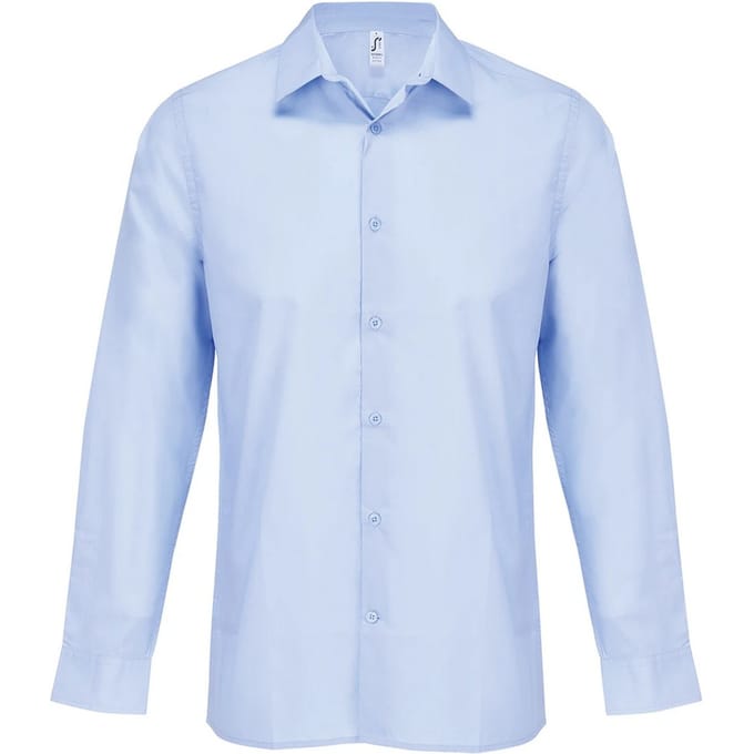 SOLS Unisex Volwassen Bailey Poplin Langsleeve Shirt (Lichtblauw)