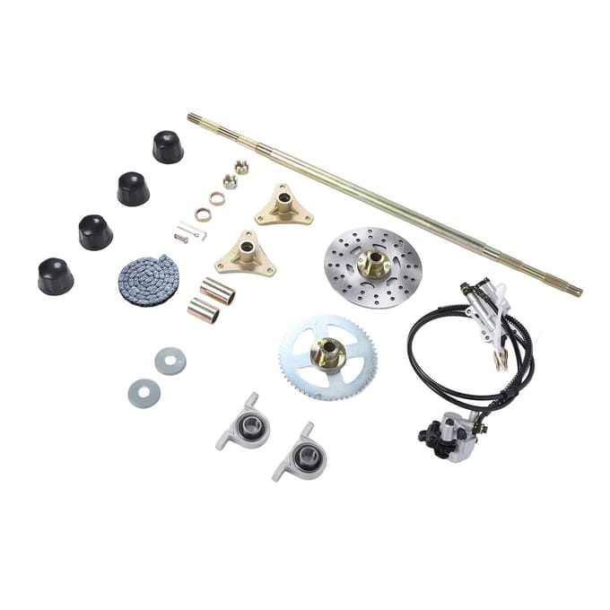 29in Go Kart Achterste Live As Assemblage Kit As Tandwiel Ketting Remschijf Remklauw Wielnaven gray