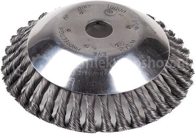 Komborstel Ø 200 mm met zeer resistente, gedraaide stalen borstelharen. Boring van 25,4 mm