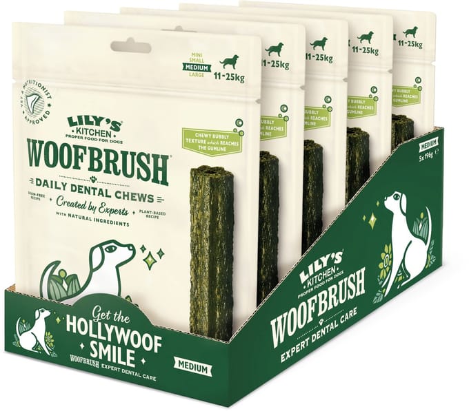 Lily's Kitchen - Hondensnacks - Woofbrush Natural Dental Chew - Medium 5 x 196 g