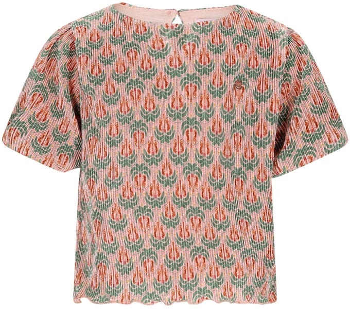 NONO - Tish AOP Plisee Top balloon sleeve - Sage Green - Maat 110