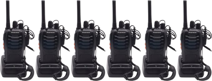 Walkietalkie - Set van 6x Baofeng BF-88E PMR portofoons - Met headsets