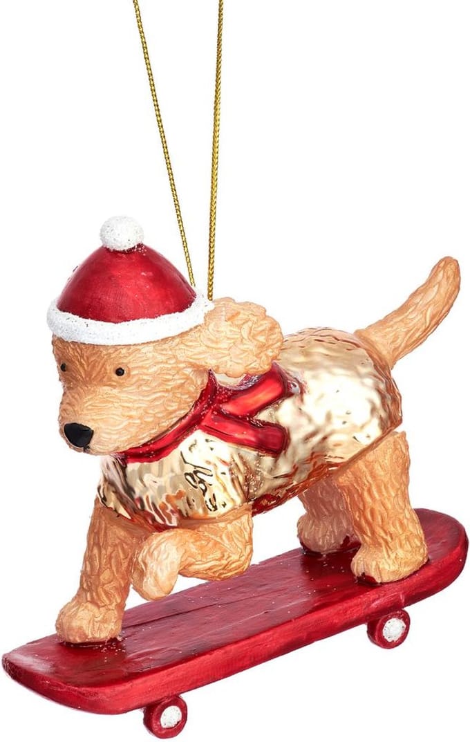 Cockapoo op skateboard kerstbal - Sass & Belle
