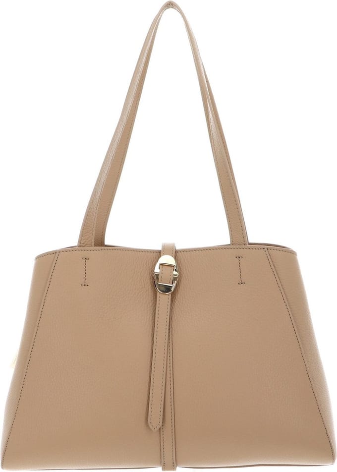 COCCINELLE Leren Schoudertas Shopper Chara Handbag Grained Leather Fresh Beige