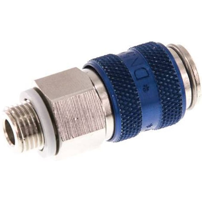 Vernikkeld Messing DN 5 Blauw Luchtkoppeling Snelkoppeling G 1/8 inch Buitendraad Double Shut-Off - CLS5-M-BN-BLU-SV-018