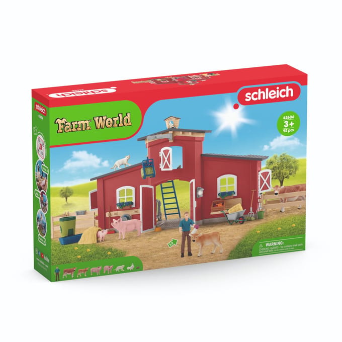 schleich FARM WORLD - Grote stal, rood - Boerderij Speelgoed - 42606