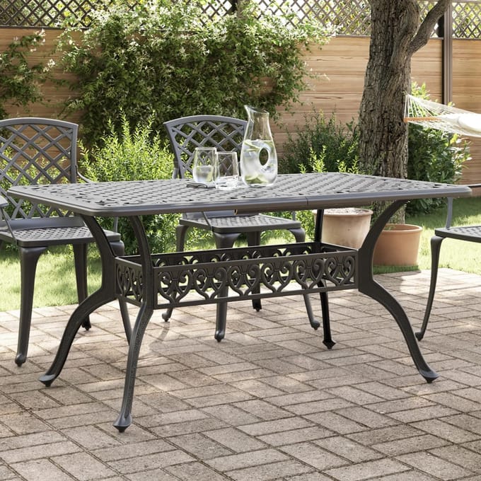 vidaXL - Tuintafel - 150x90x72 - cm - gietaluminium - zwart