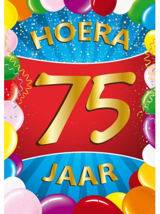 Bellatio Decorations Verjaardag deurposter - 75 jaar - multi - 59 x 84 cm - feestartikelen