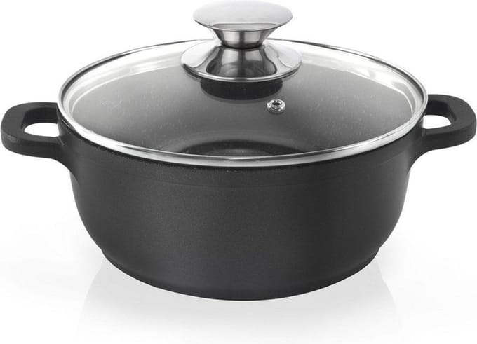 Kookpan Graniet met Glazen Deksel GRANDE 16 cm, 1,4 l - Kookpot - Soeppan