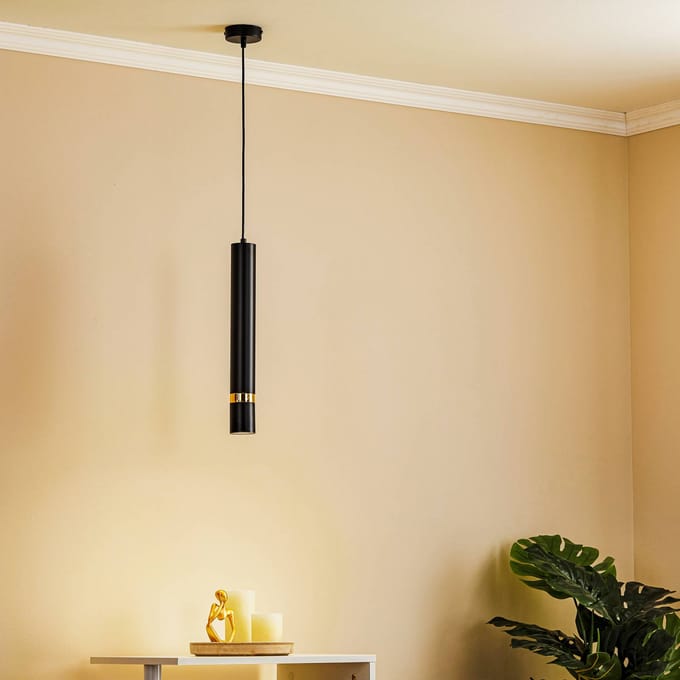 Luminex Hanglamp Rondo zwart/goud, 1-lamp