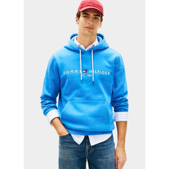 Tommy Hilfiger Tommy Logo Hoody Blue Orbit Größe: M | Kaputzenpullis Outlet | Herren | Blau