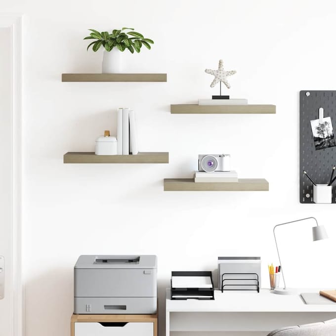 vidaXL - Wandschappen - zwevend - 4 - st - 50x23,5x3,8 - cm - MDF - eikenkleurig