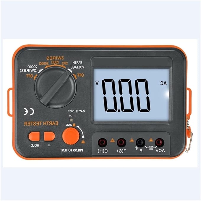 Isolatietester - Aardweerstandsmeter - Veiligheid testen - Groot LCD scherm - 1999 Ohm - Grijs oranje