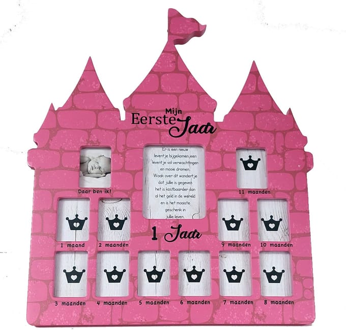 Fotolijst meisje - mijn eerste jaar - kasteel - roze