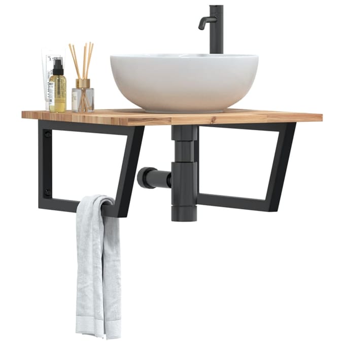 vidaXL - Badkamer - wandschap - staal - en - massief - acaciahout