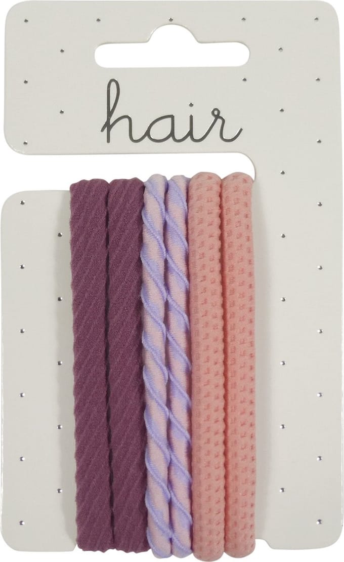 Nylon Elastiek Fantasie Model - Paars/Lila/Zalm - 6 stuks