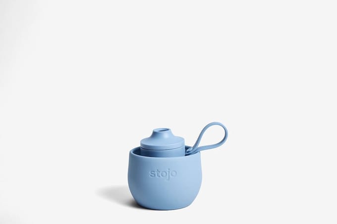 Stojo - Sport Drinkfles 590 ml Steel - Siliconen - Blauw -