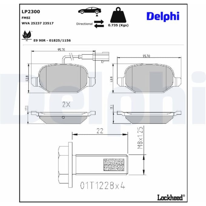 Remblokset DELPHI LP2300, achter