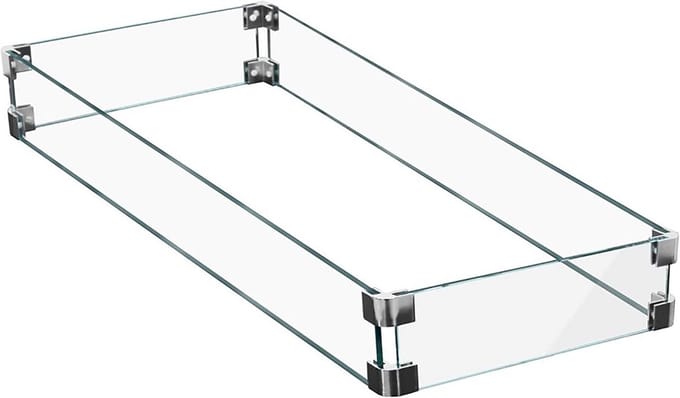 Rechthoekig Helder Glas Windscherm voor Vuurkorf 28" X 14"