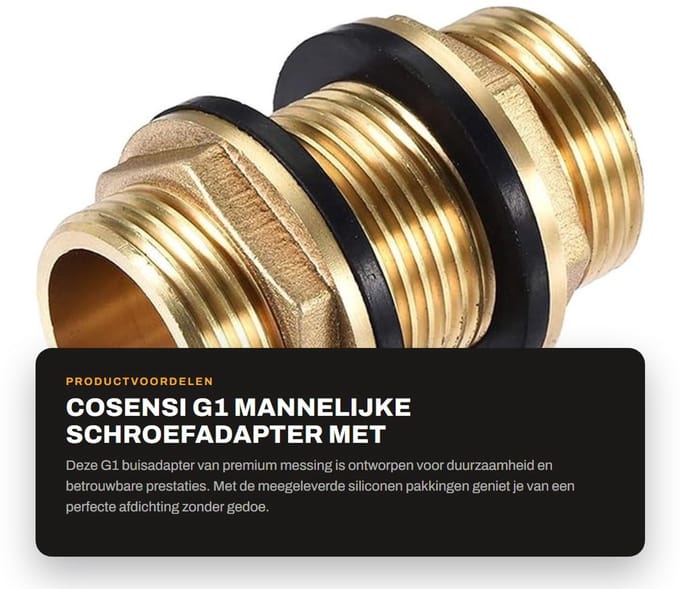 Dailygoods - G1 Mannelijke Schroefadapter met Siliconen Pakkingen