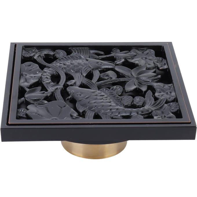 Zwarte Douchevloerafvoer 10x10cm Koperen Vloerafvoerrooster voor Hotelbadkamer Balkon gray