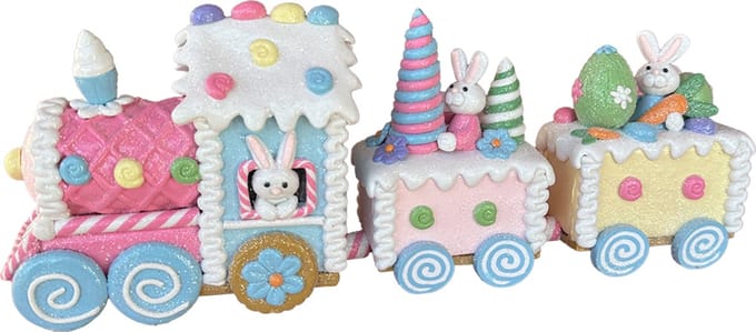 Viv! Christmas Paasdecoratie - Gingerbread Trein met Paashaas - pasen - 33cm