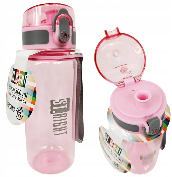 St.Right Bidon 500 ml - Drinkfles Roze & Grijs voor Kinderen