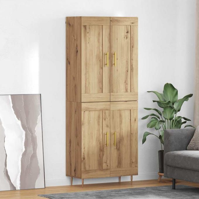 vidaXL - Highboard - Artisan - Eiken - 69,5 - x - 34 - x - 180 - cm - Bewerkt - hout