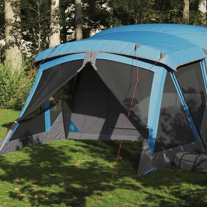 Tente de camping 4 personnes avec auvent Bleu Imperméable