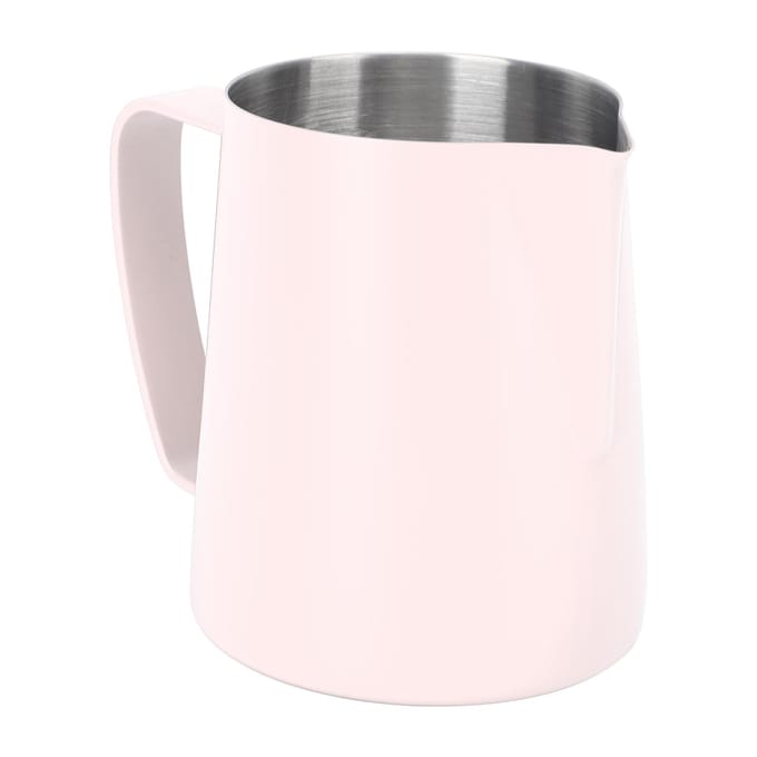 Pichet à lait à bec pointu, mousseur à café, 310 ml, acier inoxydable 304, avec graduation intérieure L rose