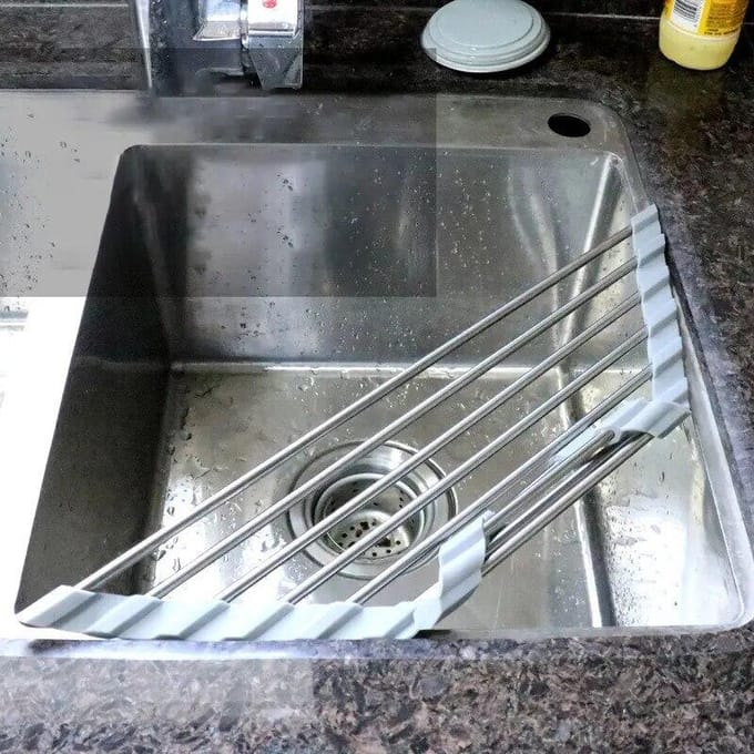 Aanrecht Waterfilterrek Opvouwbaar Driehoekig Gootsteen Opbergrek Afvoerrek Roestvrijstalen Opbergruimte Voor Kommen En Eetstokjes