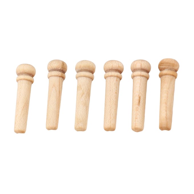 6 STUKS Gitaarbrugpin Vervanging Esdoornhout Gitaar Druk Snaar Nagels Pin voor Oefening beige