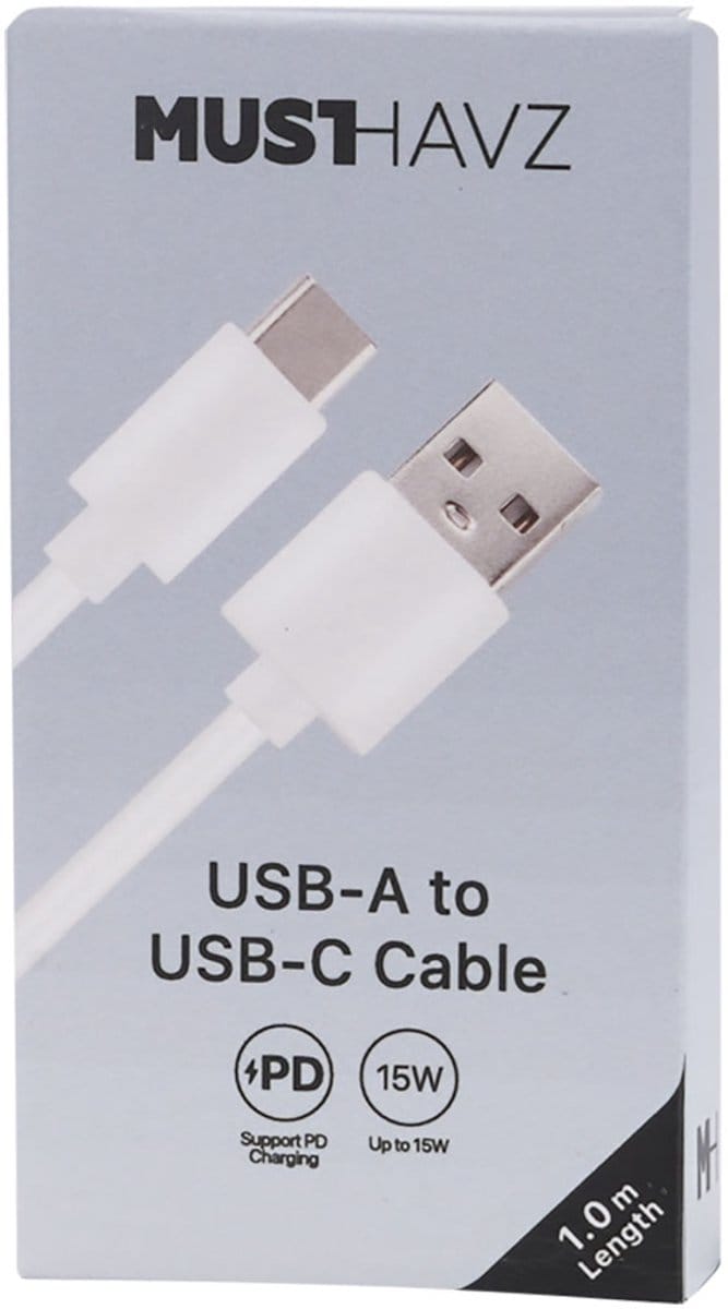 Musthavz GoEasy - USB-A naar USB-C kabel - 1.0 meter lengte - wit