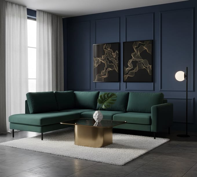 Luxe L-vormige Hoekbank – Groen – Industrohome