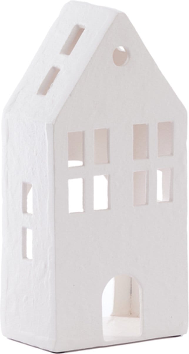 Ornament 14x9x30 cm CROMANE crème - Decoratie Amsterdams huisje