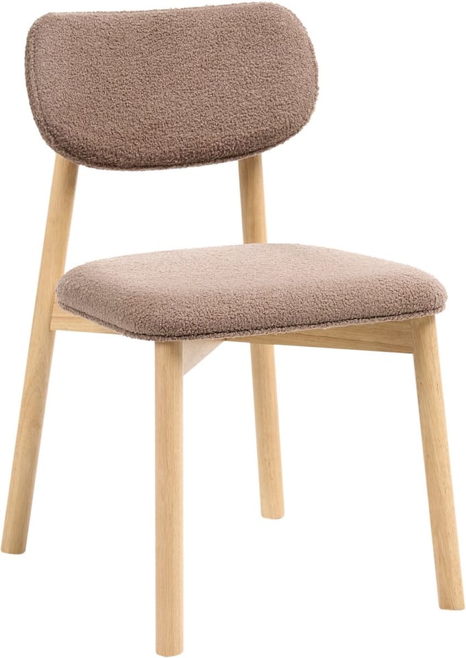 MILLS - Eetkamerstoel set van 2 - Lichtbruin/Taupe - Rubberhout