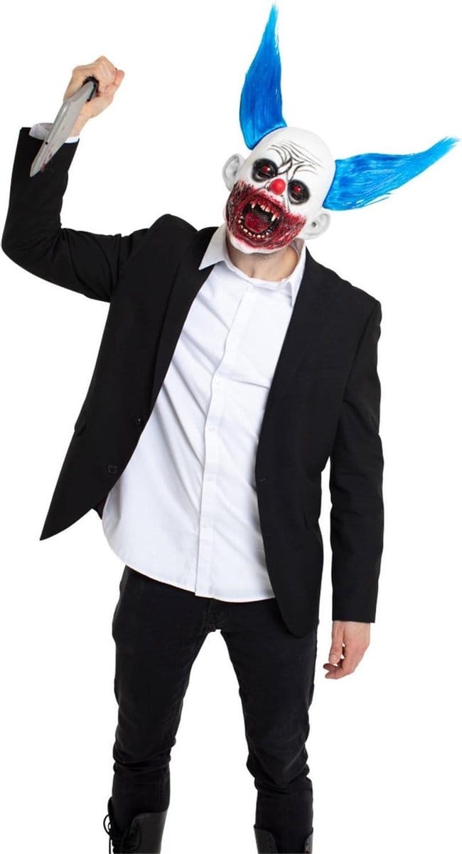 Folat - Masker Bloederige Clown Met Blauw Haar