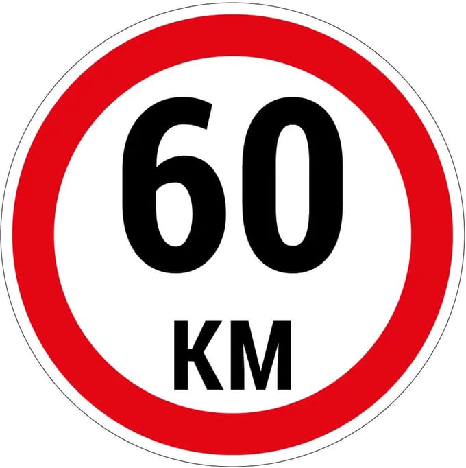 60 km bord | gecoat dibond materiaal | 20 cm