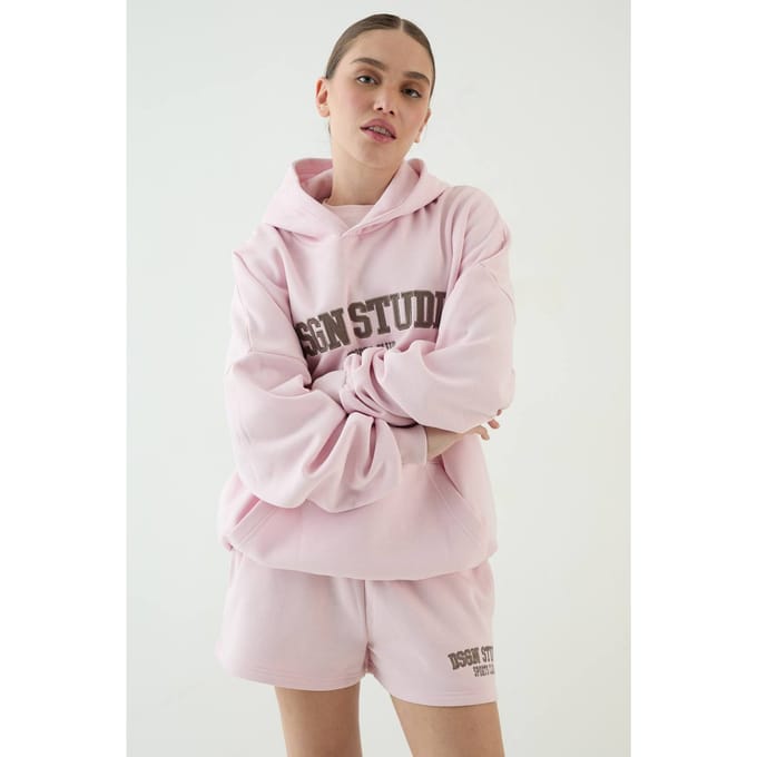Dames Dsgn Studio Applique Oversized Hoodie | Lichtroze | Maat: XS