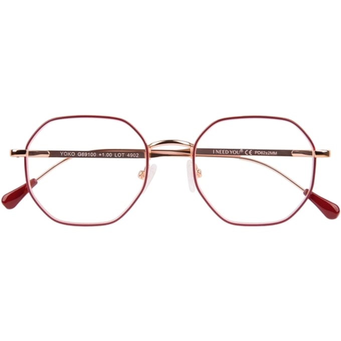 Leesbril I Need You +2.00 dpt Yoko rood-koper