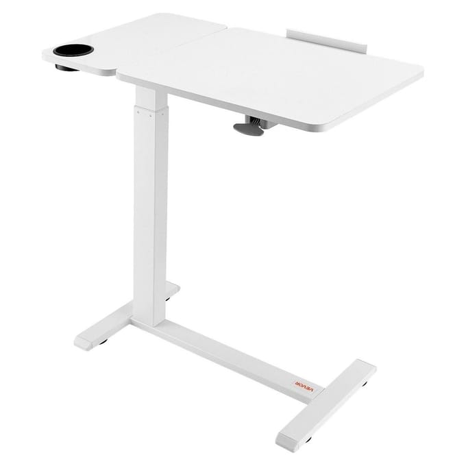 Table de lit Bureau de chevet avec plateau rabattable Roulettes et porte-gobelet Blanc